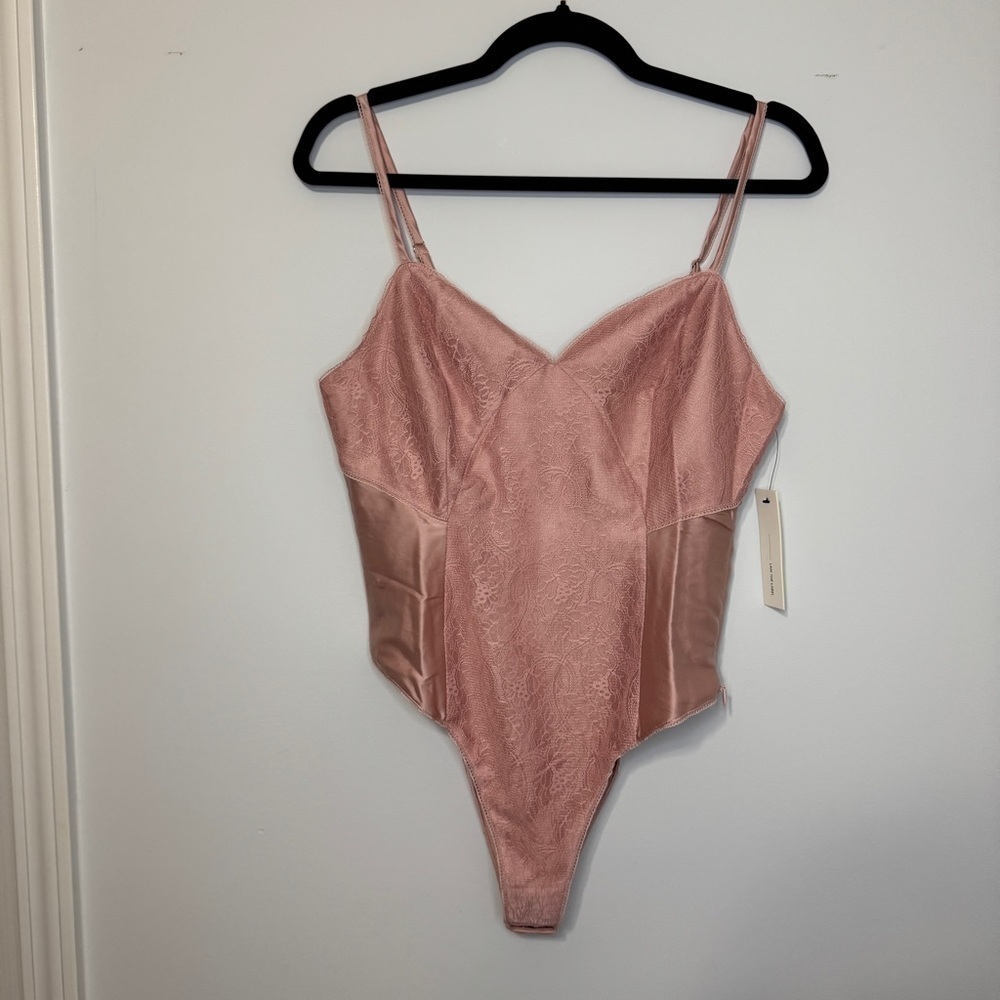 Lani The Label Pink Lace Satin Bodysuit | Size Small | NWT